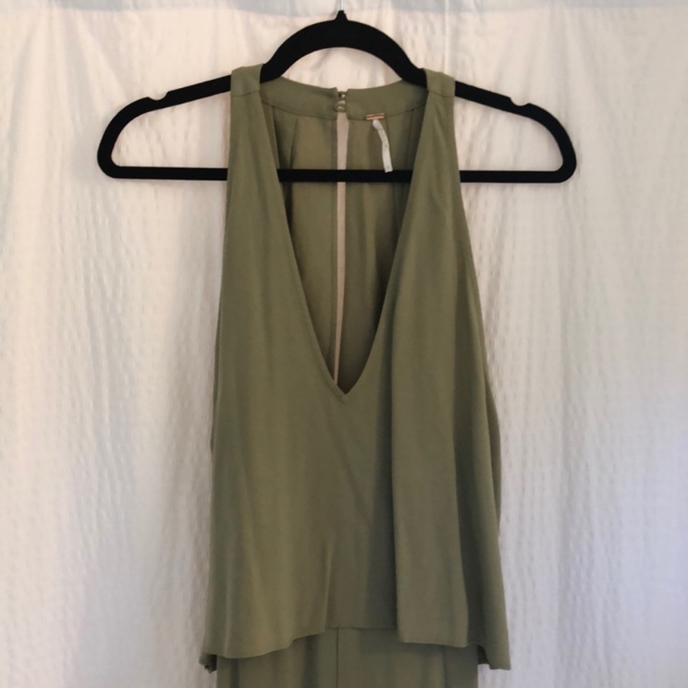 Free people olive green jumpsuit